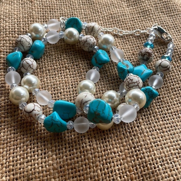 Turquoise, necklace, Western Crystal adjustable Country Rodeo New - Picture 2 of 6